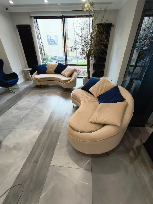 Commercial upholstery cleaning at a clinic: velour sofas and armchairs